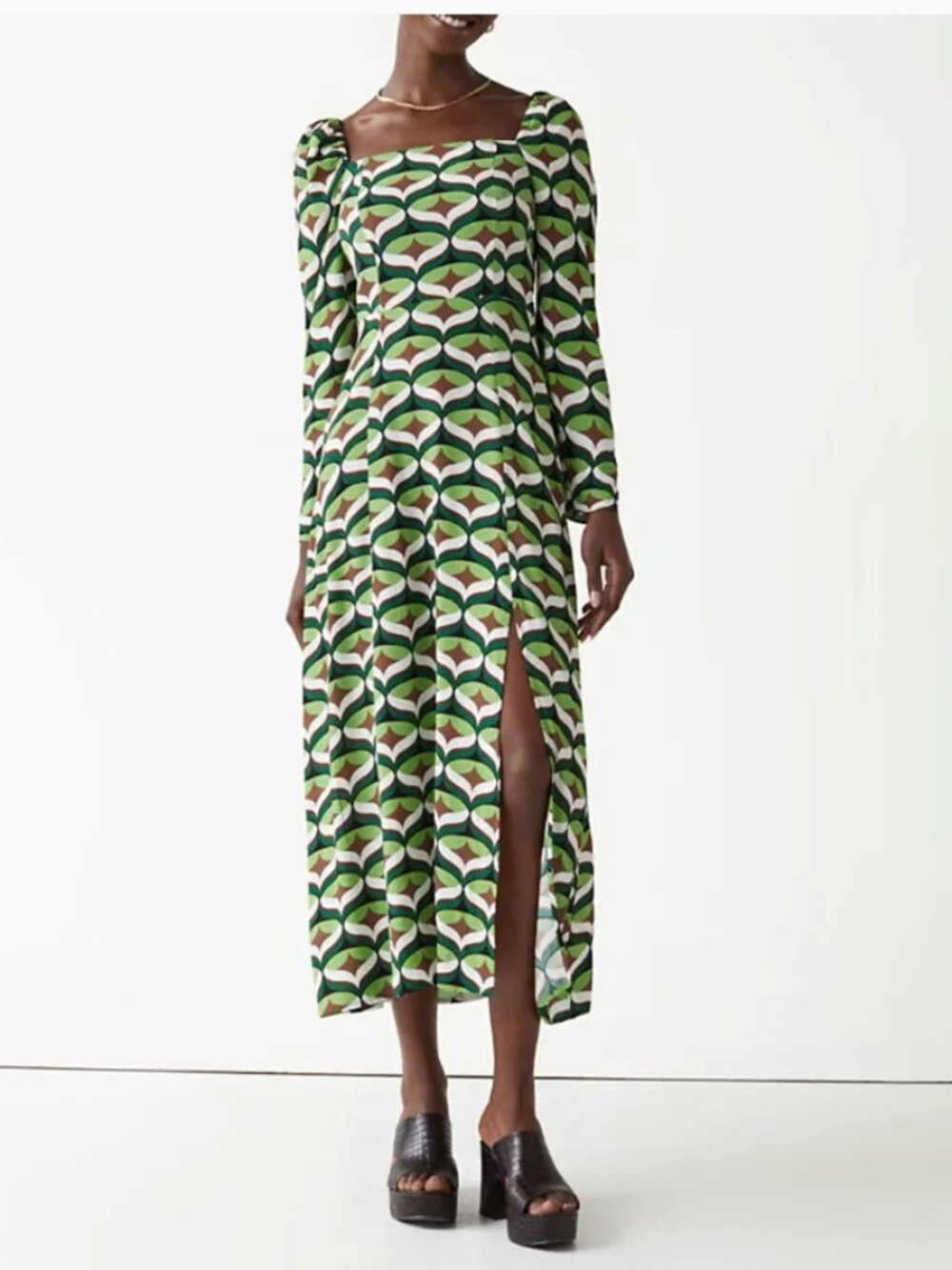 & Other Stories | Printed Puff Sleeve Midi Dress